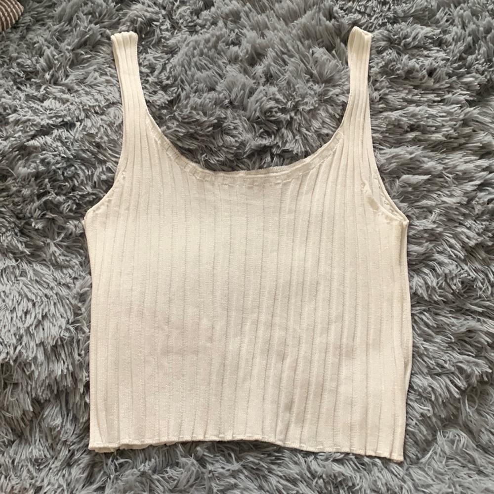 white cropped tank top